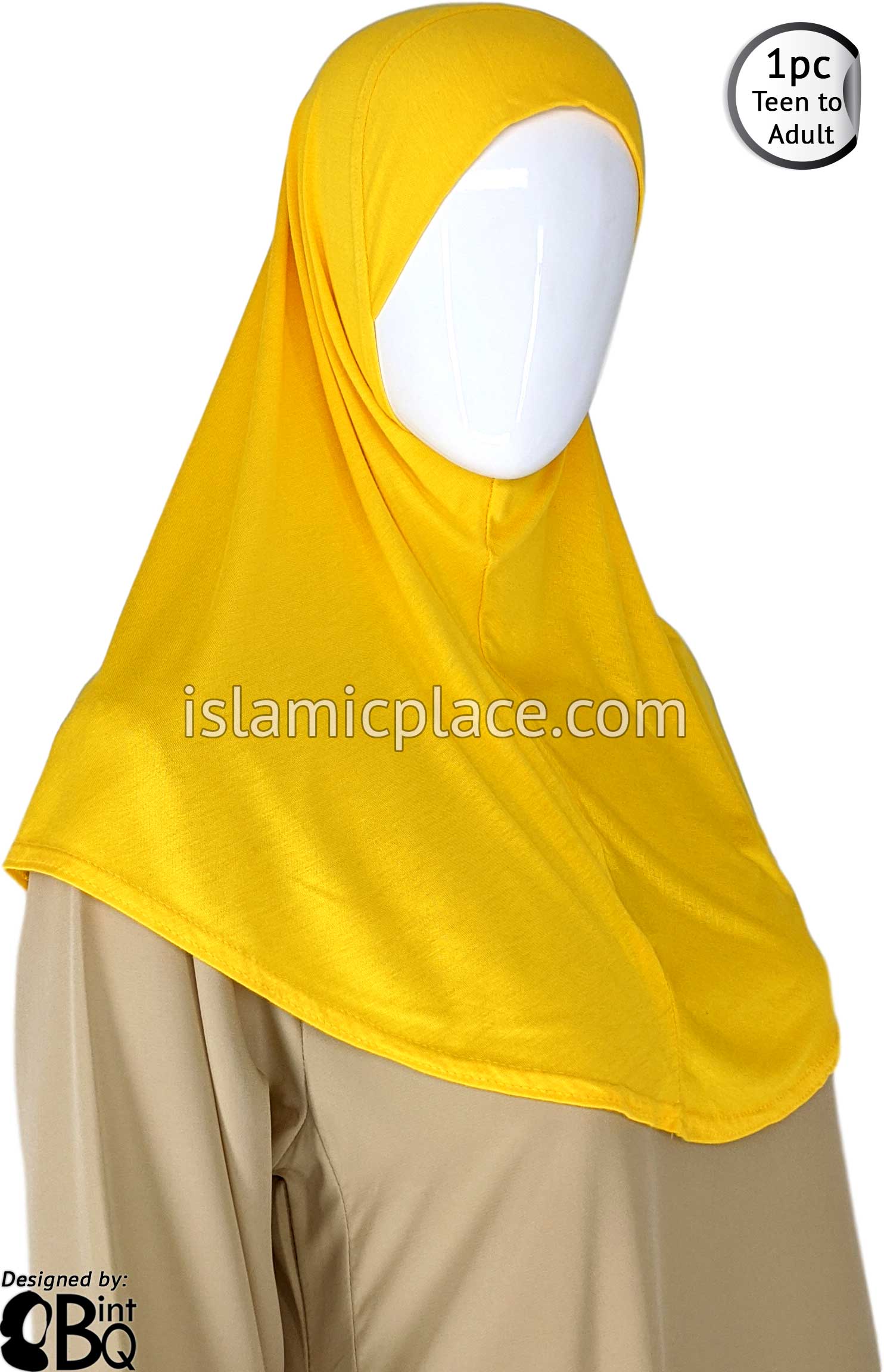 Gold - Plain Teen to Adult (Large) Hijab Al-Amira (1-piece style)