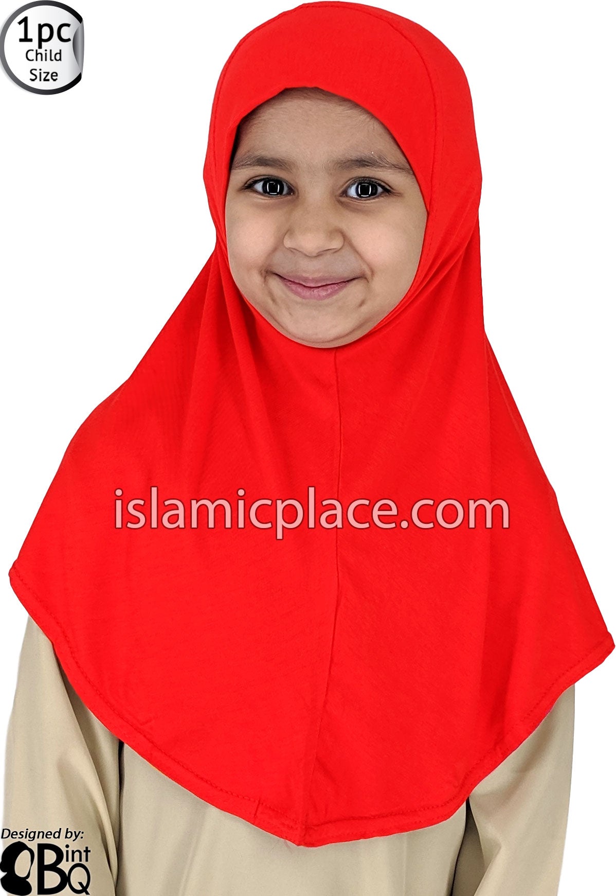 Red - Plain Girl size (1-piece) Hijab Al-Amira