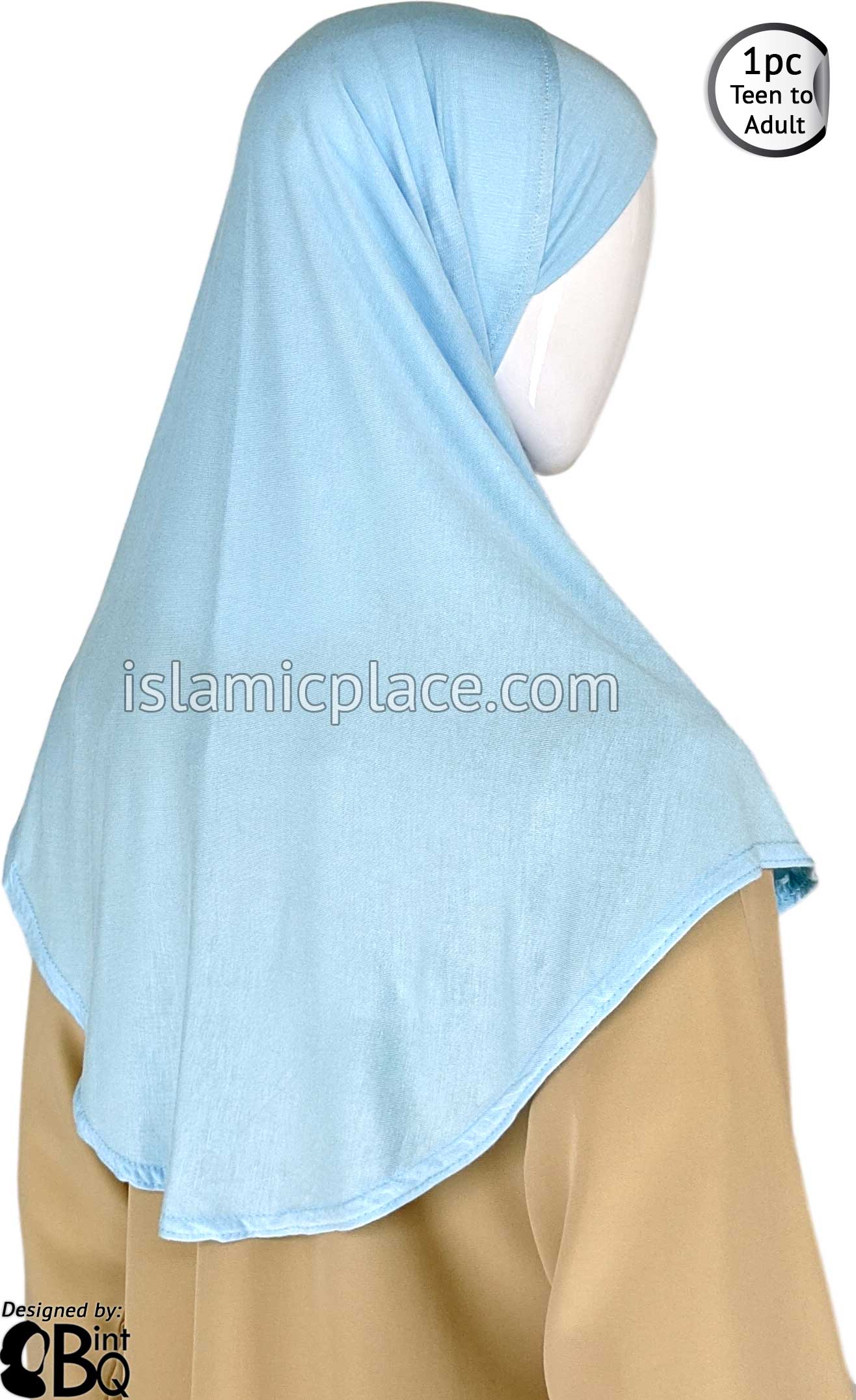 Sky Blue - Plain Teen to Adult (Large) Hijab Al-Amira (1-piece style)