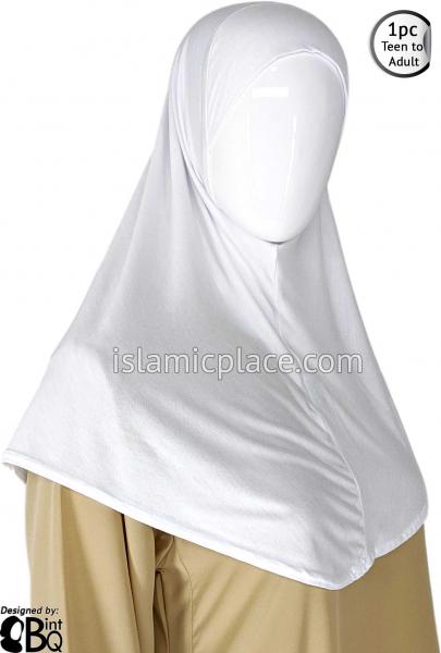 White - Plain Teen to Adult (Large) Hijab Al-Amira (1-piece style)