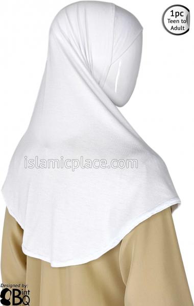 White - Plain Teen to Adult (Large) Hijab Al-Amira (1-piece style)