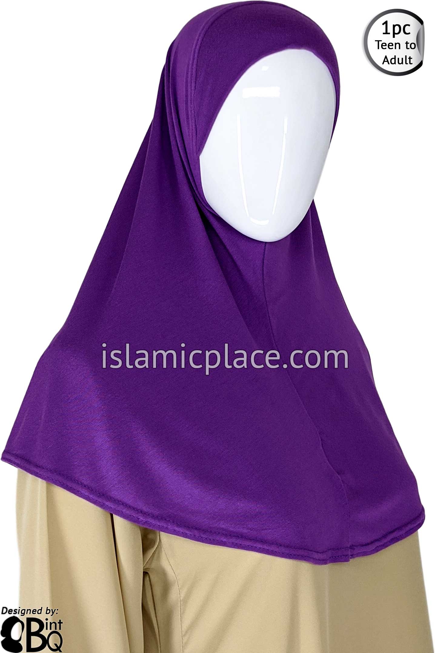 Purple - Plain Teen to Adult (Large) Hijab Al-Amira (1-piece style)