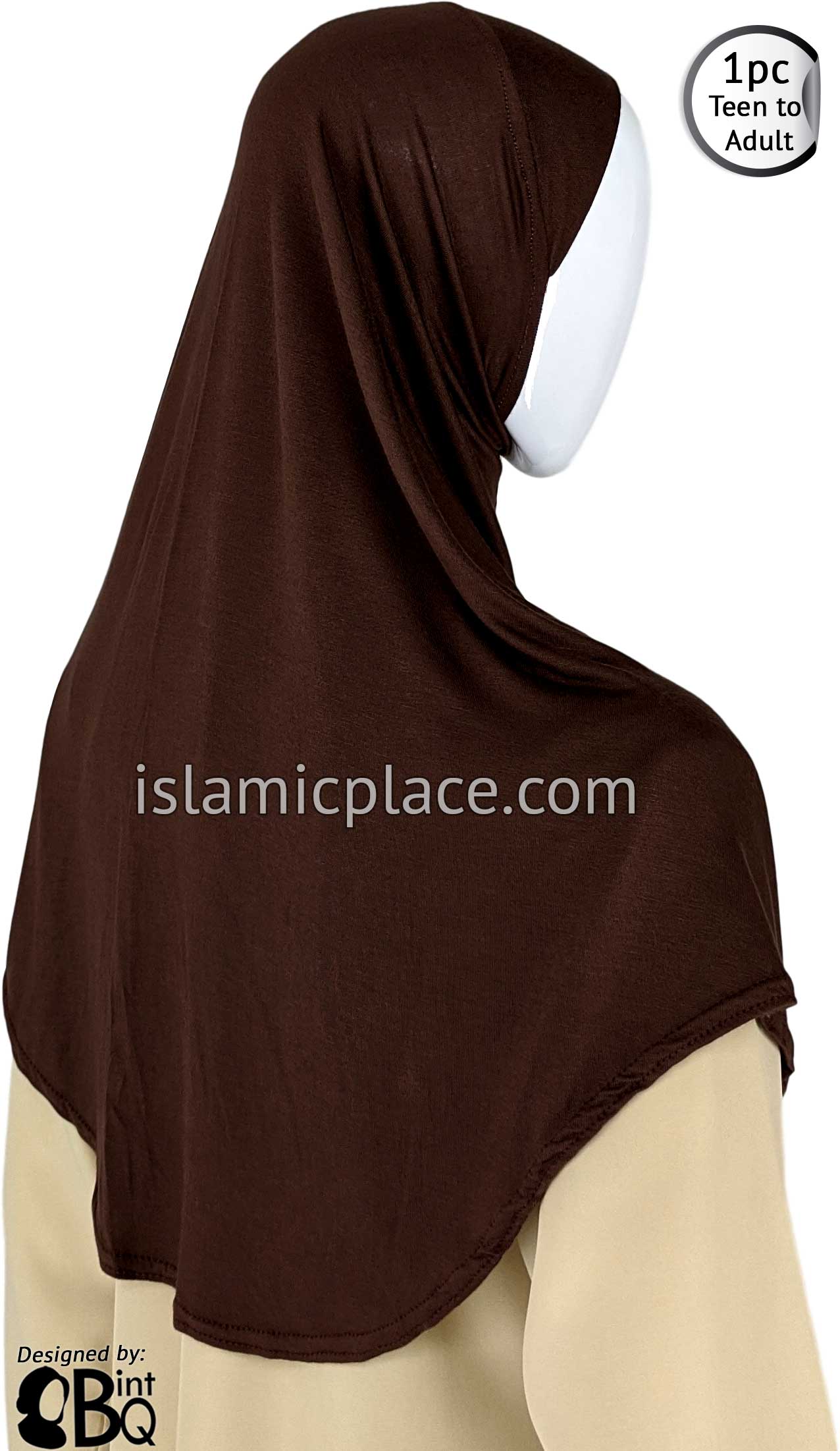 Brown - Plain Teen to Adult (Large) Hijab Al-Amira (1-piece style)