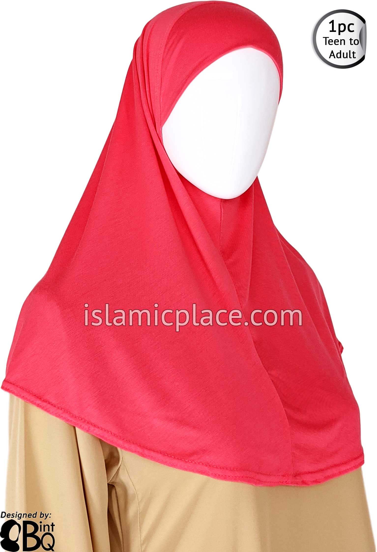 Coral - Plain Teen to Adult (Large) Hijab Al-Amira (1-piece style)