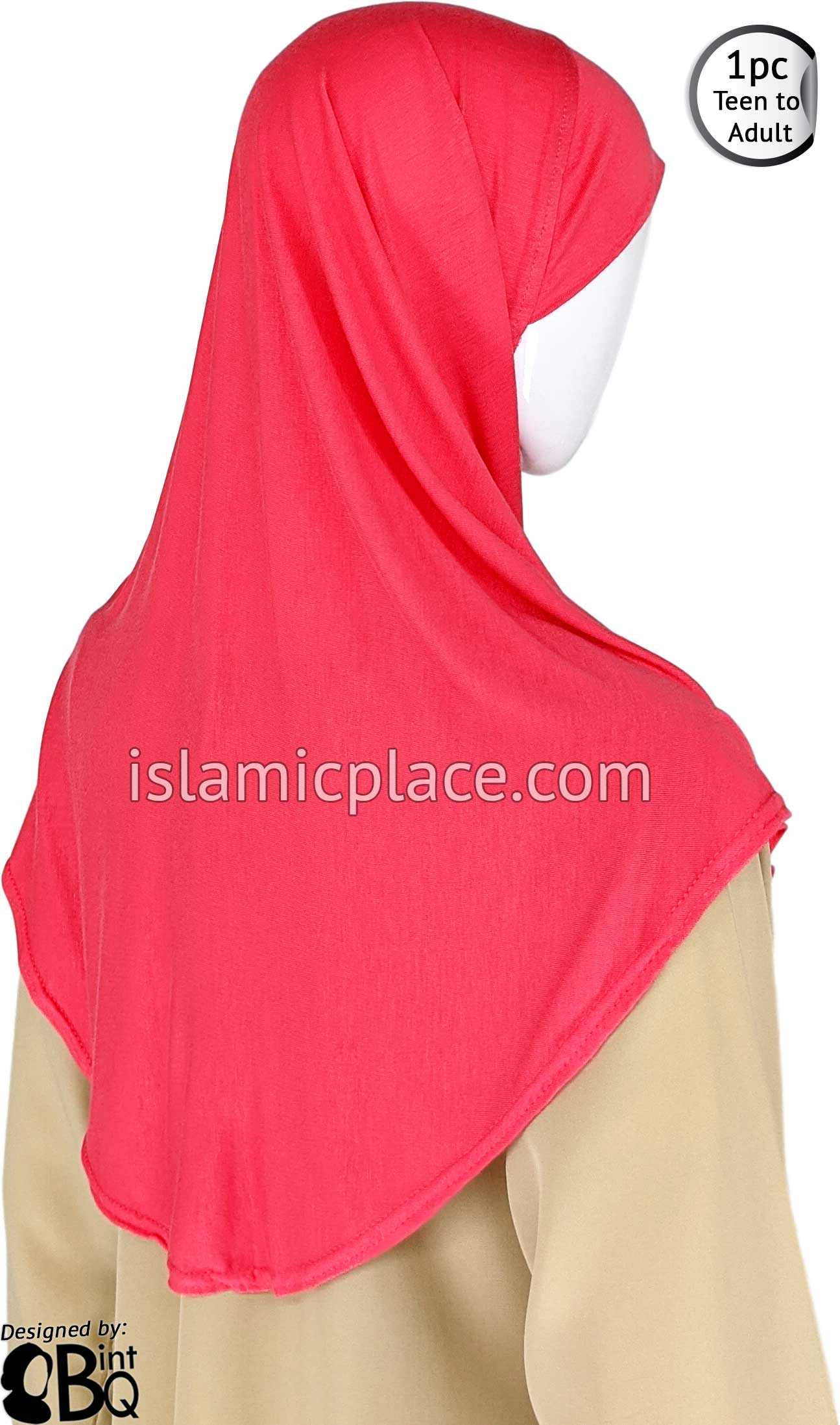 Coral - Plain Teen to Adult (Large) Hijab Al-Amira (1-piece style)