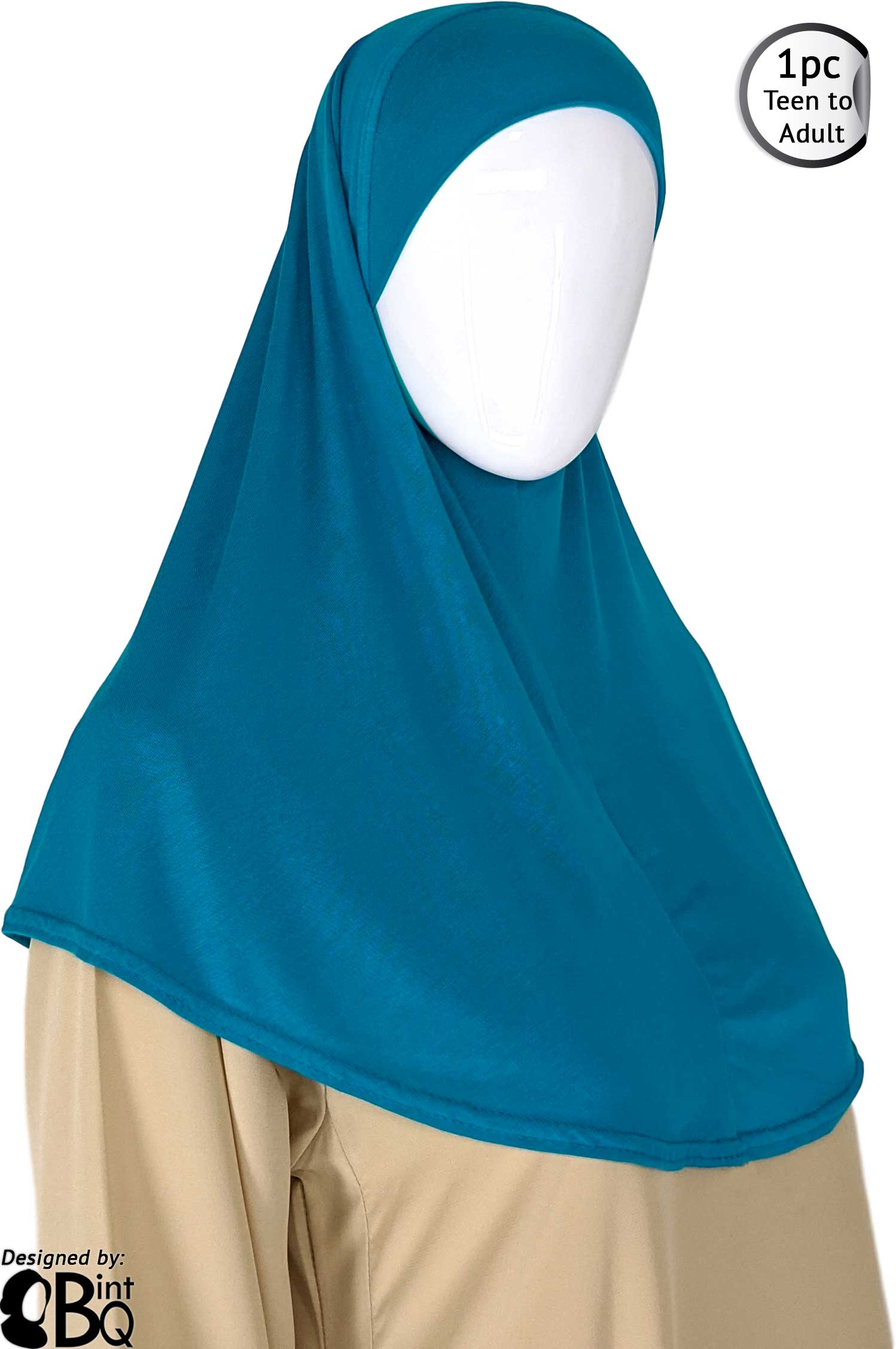 Light Teal - Plain Teen to Adult (Large) Hijab Al-Amira (1-piece style)