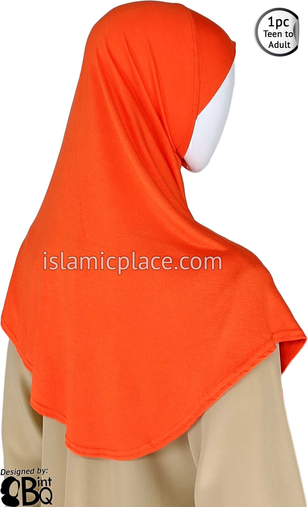 Orange - Plain Teen to Adult (Large) Hijab Al-Amira (1-piece style)