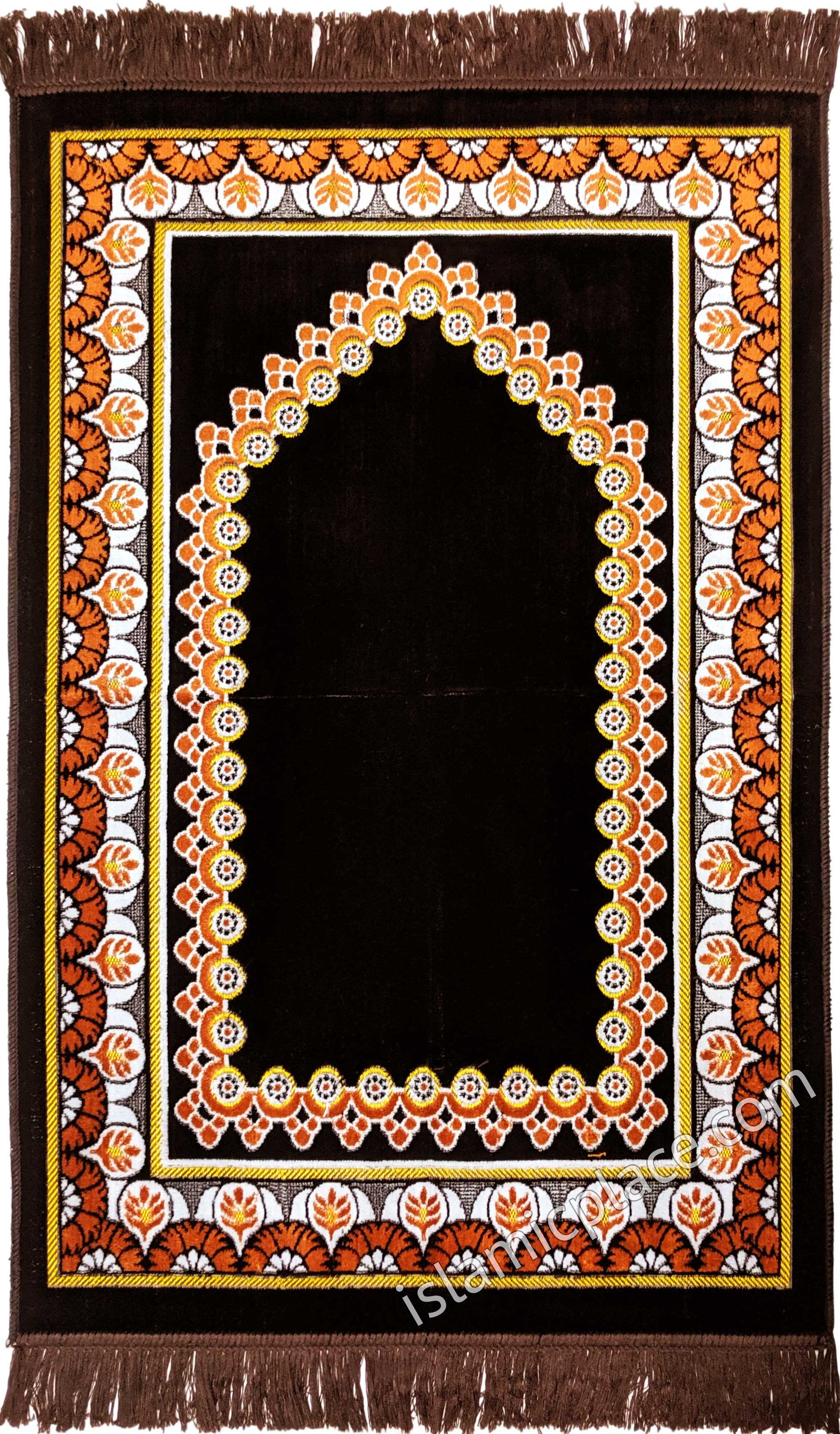 Brown Prayer Rug with Scallop Mihrab