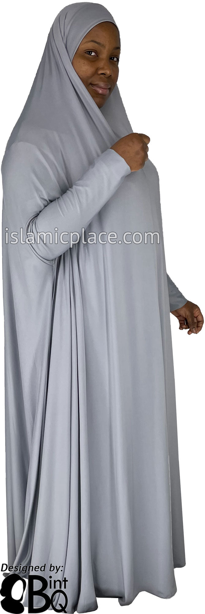 Slate Gray - Plain Overhead Abaya with Cuffs