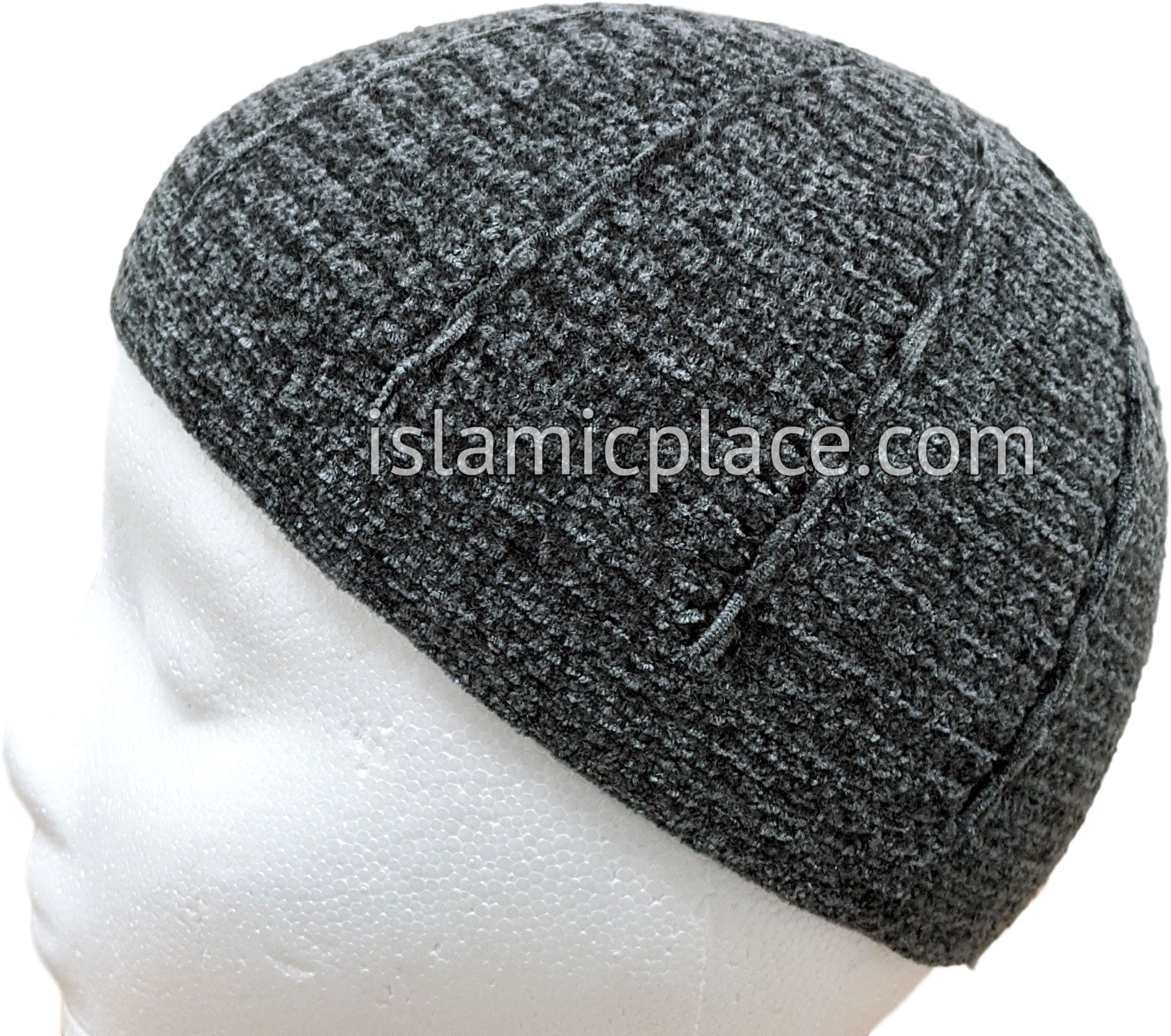Charcoal Gray - Warm Chenille Knitted Mujahid Designer Kufi