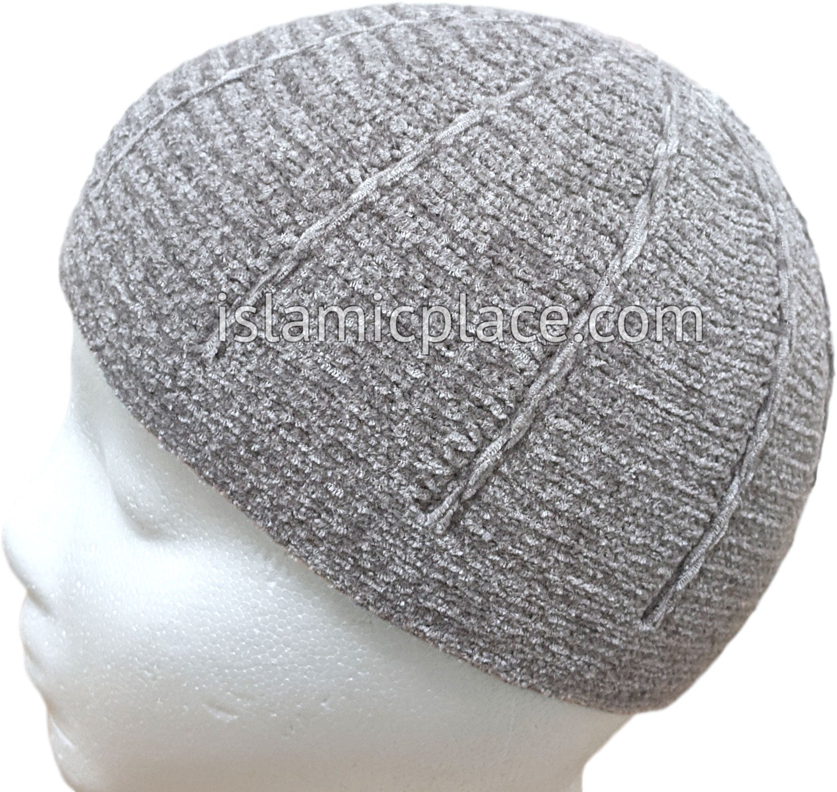 Solid Silver Gray - Warm Chenille Knitted Mujahid Designer Kufi