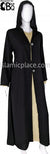 Black - Umayya Hoodie Open Abaya with Intricate Buttons by BintQ - BQ317