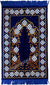 Royal Blue, Rust, and White Prayer Rug with Floral Gateway Mihrab