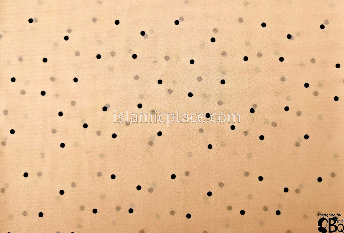 Black Polka Dots On Peach - 45" Square Printed Khimar
