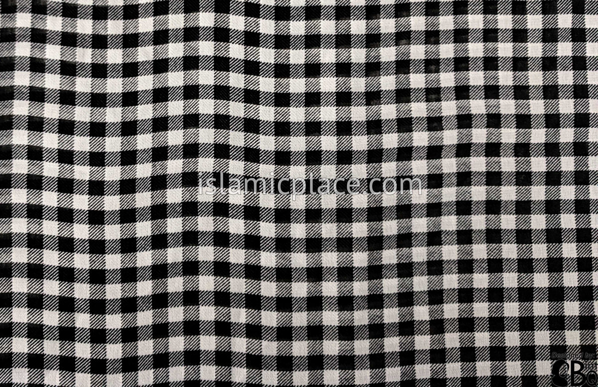 Black And White Small Plaid Design - 45" Square Printed Khimar