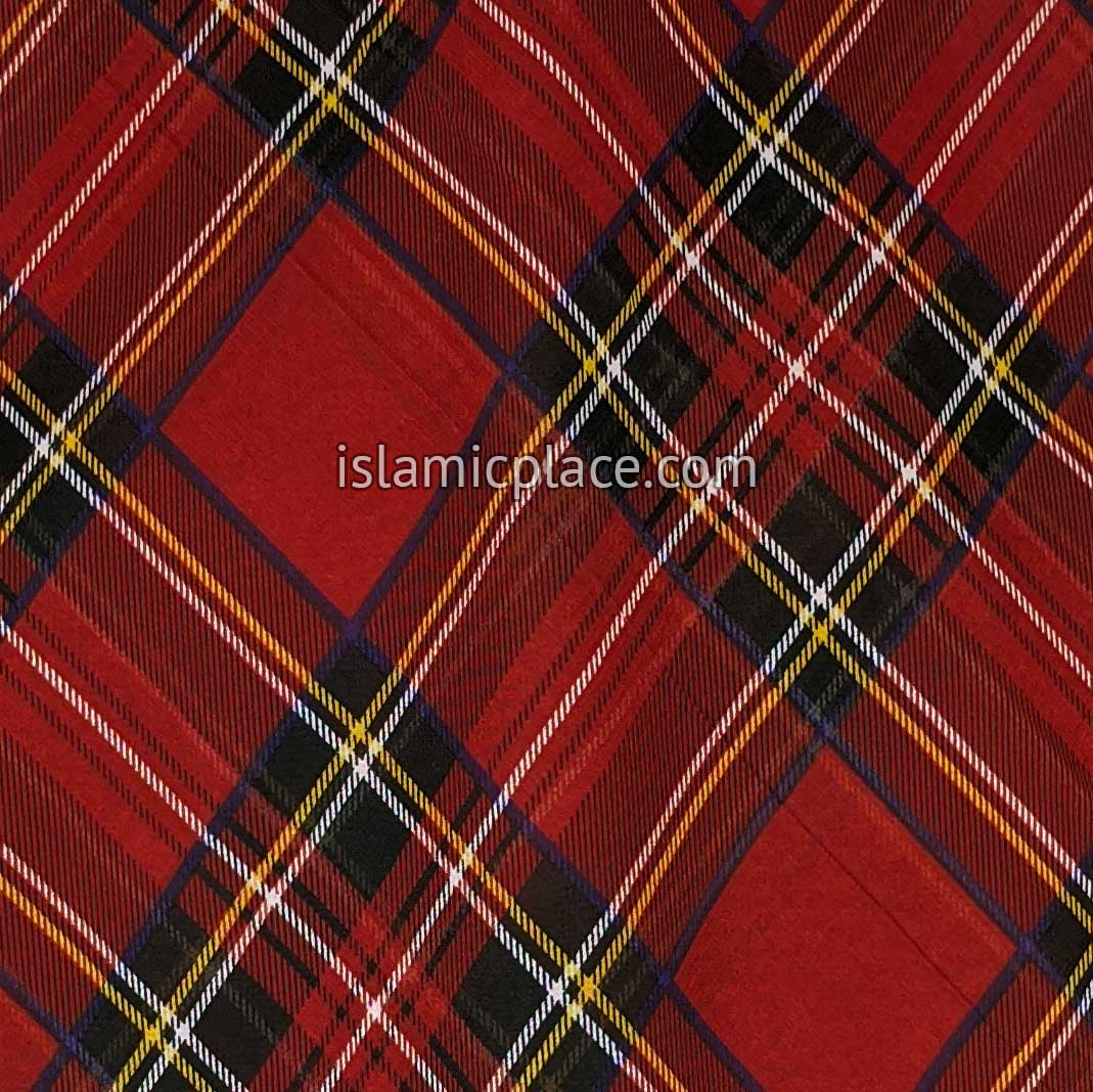 Burgundy, Black, Yellow and White Plaid - 45" Square Printed Khimar
