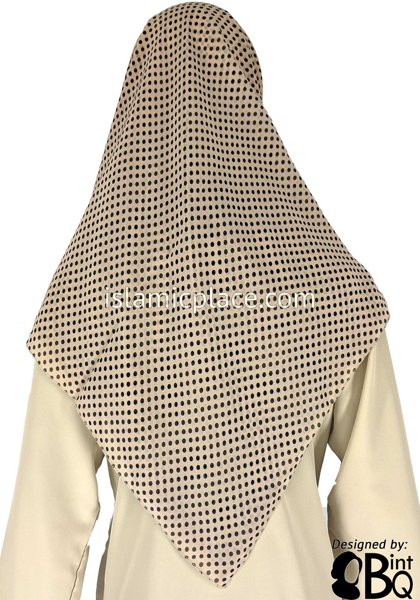 Tan with Small Black Polka Dots - 45" Square Printed Khimar