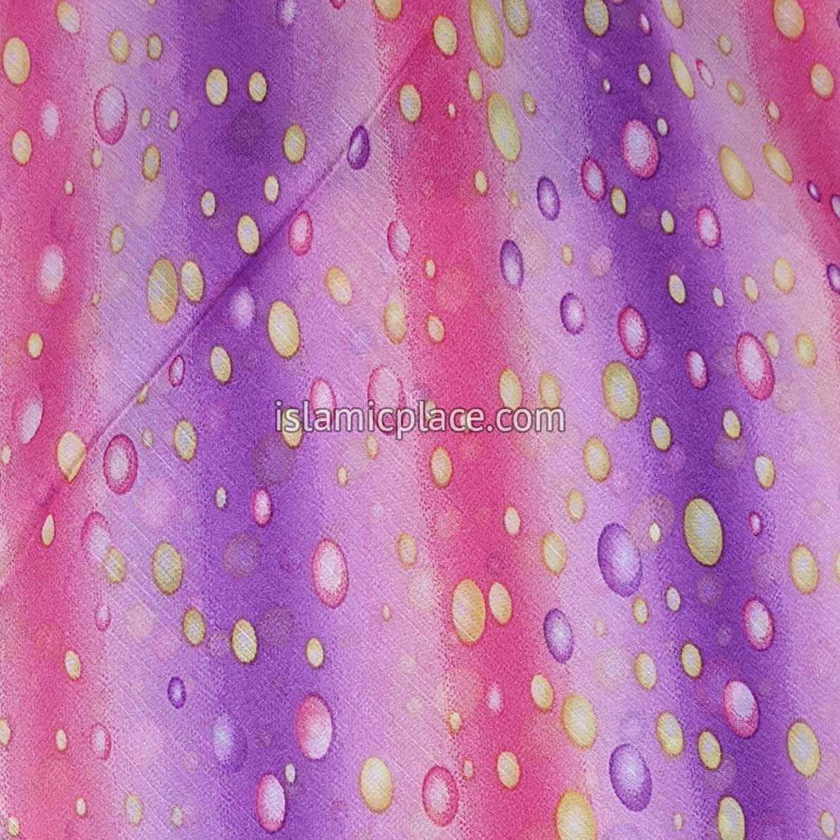 Pink, Purple, Lavender and Yellow Bubbles Through Stripes - 45" Square Printed Khimar