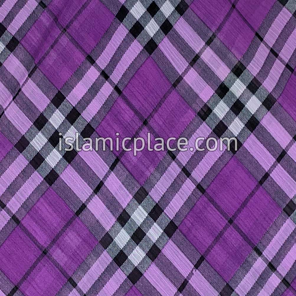 Purple, Lavender, Black and White Plaid - 45" Square Printed Khimar