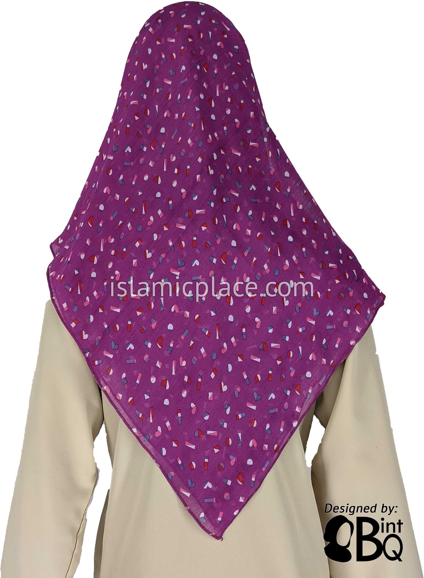 Confetti including Hearts on Magenta - 45" Square Printed Khimar