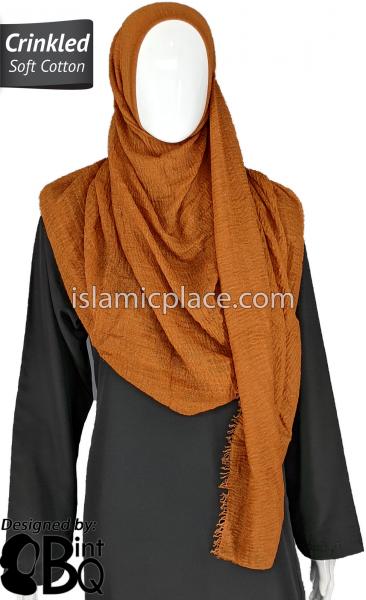 Rust - Plain Soft Crinkle Cotton Shayla Long Rectangle Hijab 36"x72"