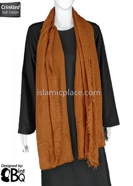Rust - Plain Soft Crinkle Cotton Shayla Long Rectangle Hijab 36"x72"