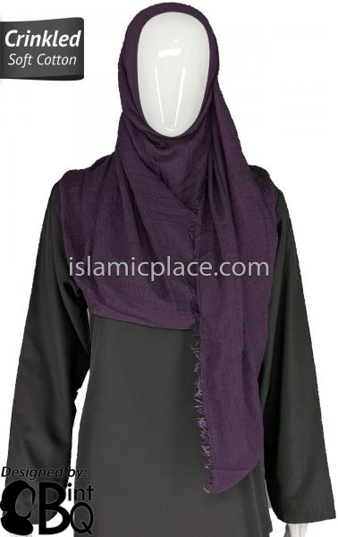Eggplant - Plain Soft Crinkle Cotton Shayla Long Rectangle Hijab 36"x72"