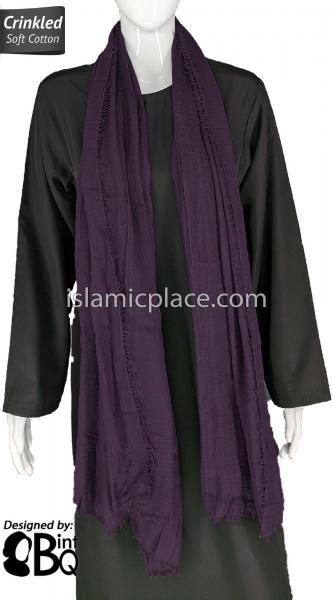 Eggplant - Plain Soft Crinkle Cotton Shayla Long Rectangle Hijab 36"x72"