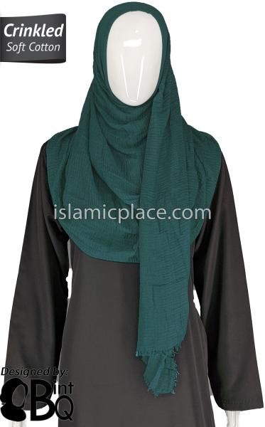 Teal - Plain Soft Crinkle Cotton Shayla Long Rectangle Hijab 36"x72"