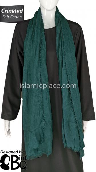 Teal - Plain Soft Crinkle Cotton Shayla Long Rectangle Hijab 36"x72"