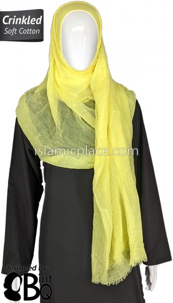Yellow - Plain Soft Crinkle Cotton Shayla Long Rectangle Hijab 36"x72"