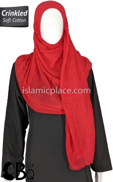Red - Plain Soft Crinkle Cotton Shayla Long Rectangle Hijab 36"x72"