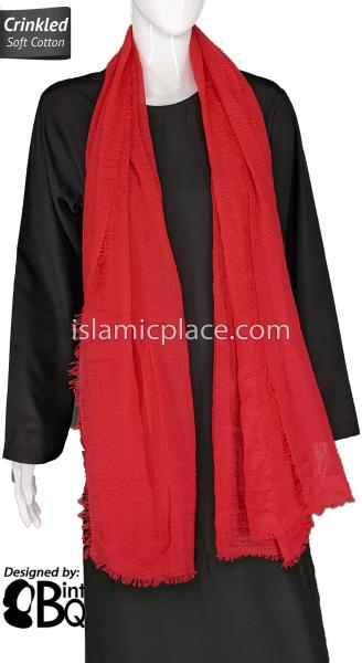 Red - Plain Soft Crinkle Cotton Shayla Long Rectangle Hijab 36"x72"