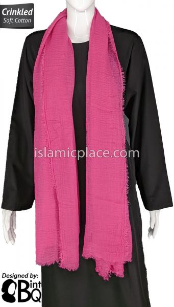 Fuchsia - Plain Soft Crinkle Cotton Shayla Long Rectangle Hijab 36"x72"