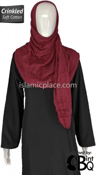 Cherry - Plain Soft Crinkle Cotton Shayla Long Rectangle Hijab 36"x72"