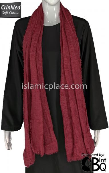 Cherry - Plain Soft Crinkle Cotton Shayla Long Rectangle Hijab 36"x72"