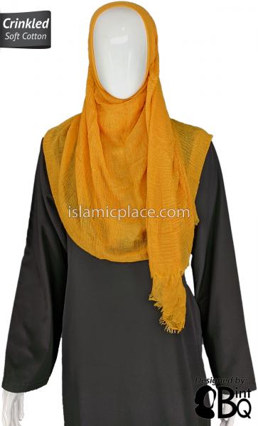 Gold - Plain Soft Crinkle Cotton Shayla Long Rectangle Hijab 36"x72"