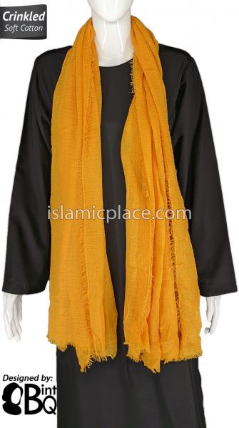 Gold - Plain Soft Crinkle Cotton Shayla Long Rectangle Hijab 36"x72"