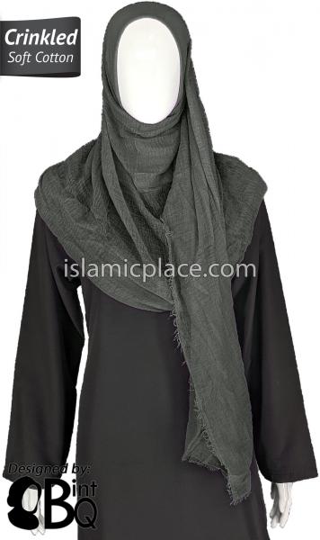 Charcoal Gray - Plain Soft Crinkle Cotton Shayla Long Rectangle Hijab 36"x72"