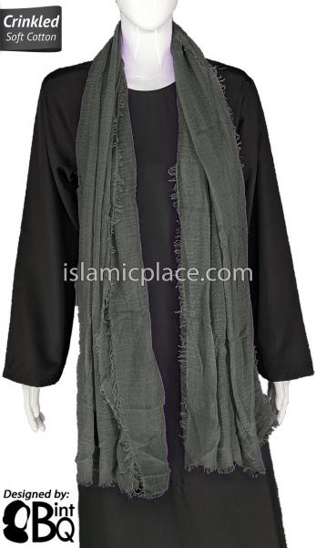 Charcoal Gray - Plain Soft Crinkle Cotton Shayla Long Rectangle Hijab 36"x72"