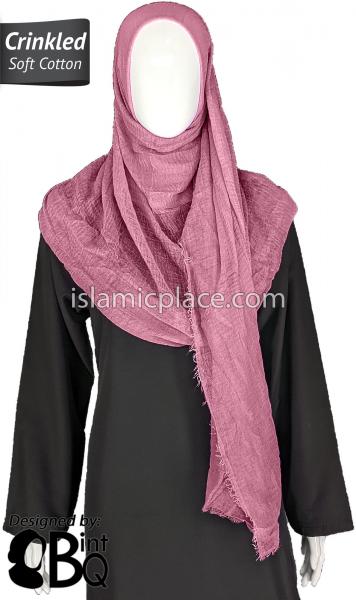 Opera Mauve - Plain Soft Crinkle Cotton Shayla Long Rectangle Hijab 36"x72"