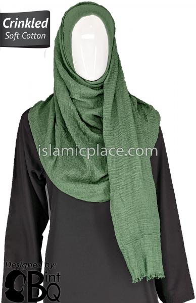 Spruce Green - Plain Soft Crinkle Cotton Shayla Long Rectangle Hijab 36"x72"