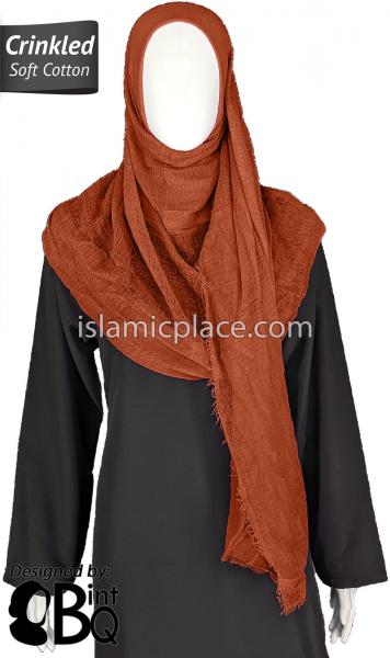 Salamander Orange - Plain Soft Crinkle Cotton Shayla Long Rectangle Hijab 36"x72"