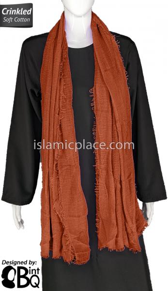 Salamander Orange - Plain Soft Crinkle Cotton Shayla Long Rectangle Hijab 36"x72"