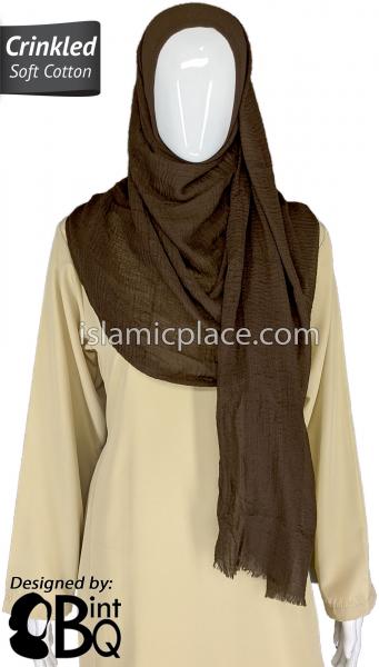 Brown - Plain Soft Crinkle Cotton Shayla Long Rectangle Hijab 36"x72"