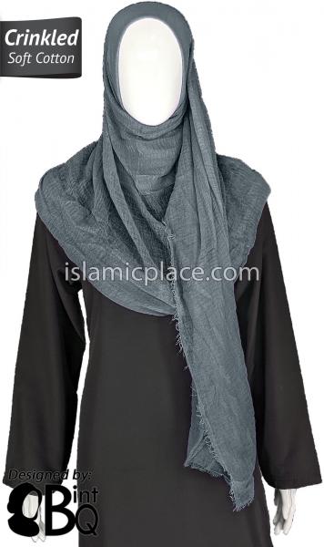 Steel Gray - Plain Soft Crinkle Cotton Shayla Long Rectangle Hijab 36"x72"