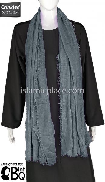 Steel Gray - Plain Soft Crinkle Cotton Shayla Long Rectangle Hijab 36"x72"