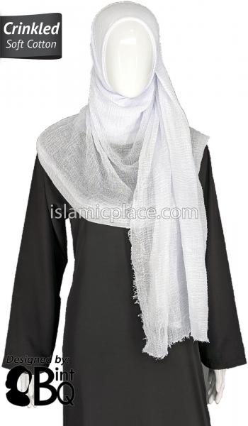 White - Plain Soft Crinkle Cotton Shayla Long Rectangle Hijab 36"x72"