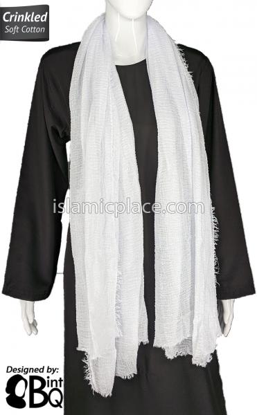 White - Plain Soft Crinkle Cotton Shayla Long Rectangle Hijab 36"x72"