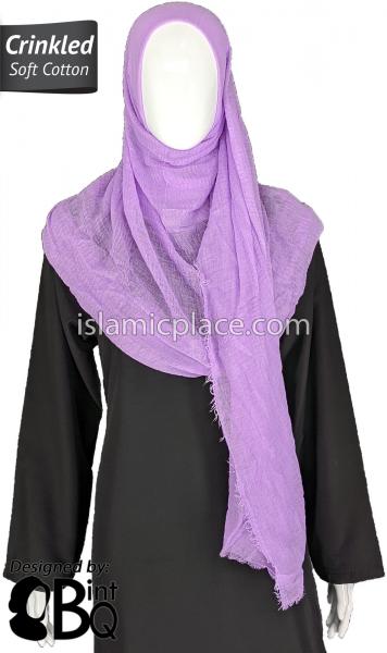 Lavender - Plain Soft Crinkle Cotton Shayla Long Rectangle Hijab 36"x72"